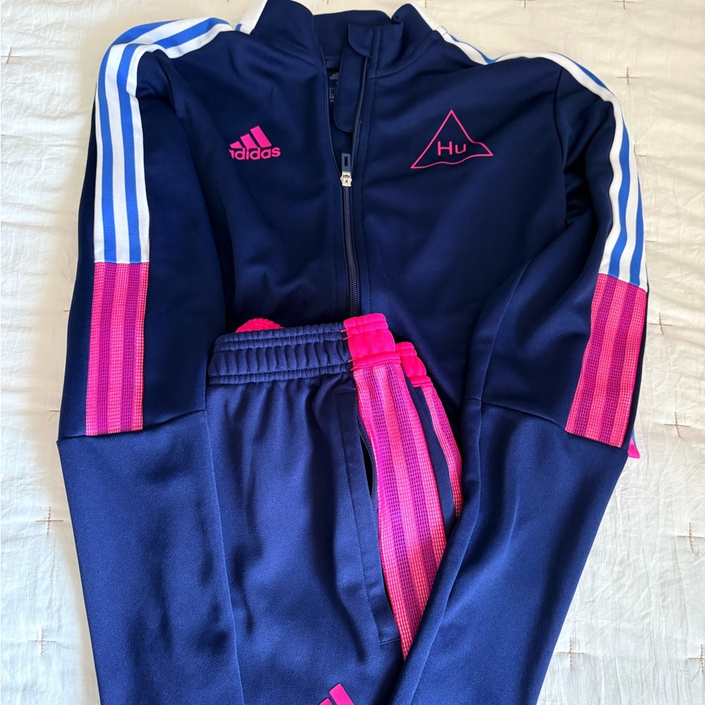 Adidas Humanrace  Navy and Pink Tracksuit - Picture 2 of 4
